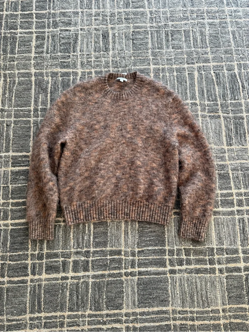COS Brown Mohair Wool Blend Fuzzy Oversized Crewneck Sweater Medium